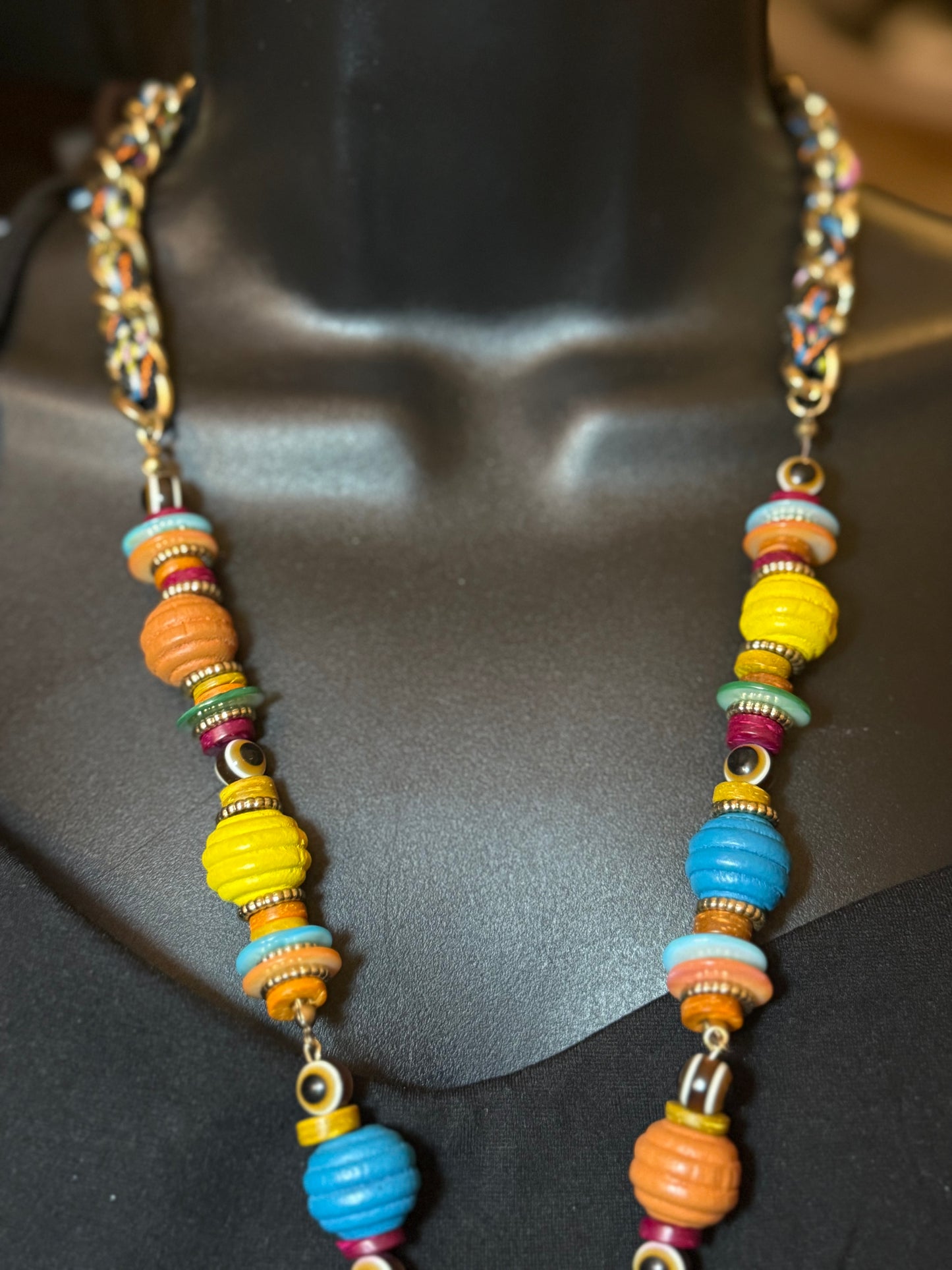 Extra long multi color necklace