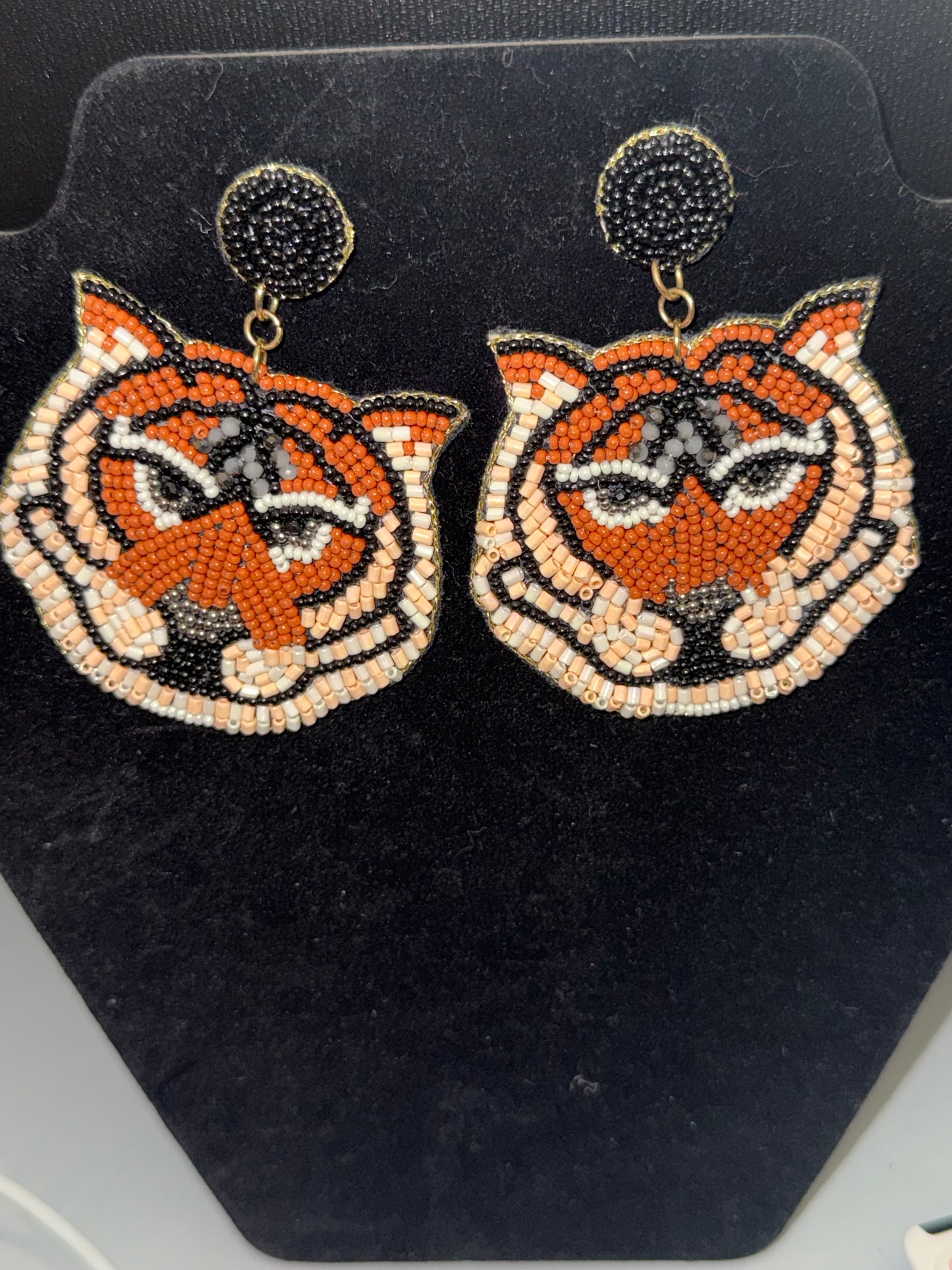 Tiger beaded earrings