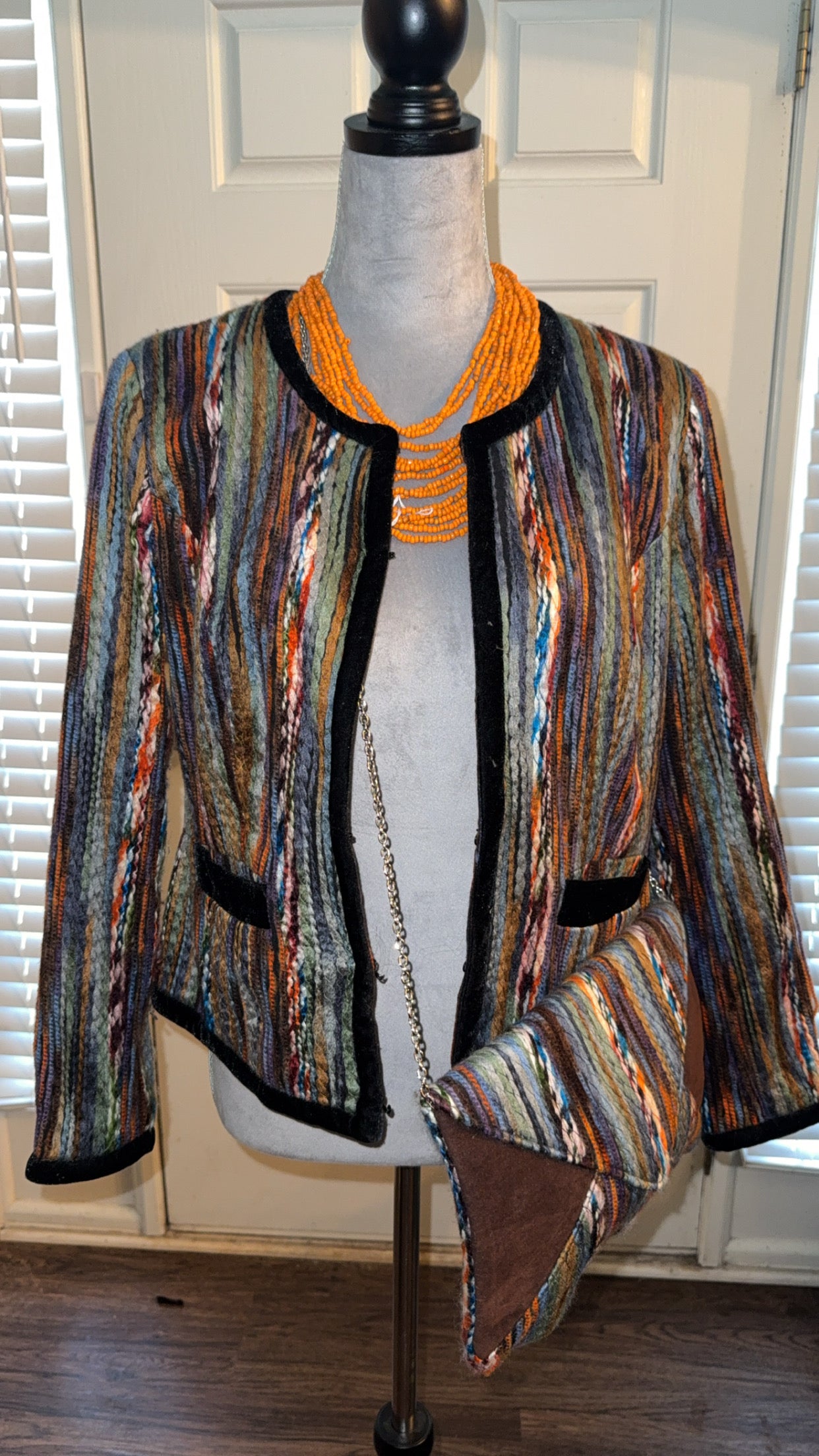 Multi color knit style blazer