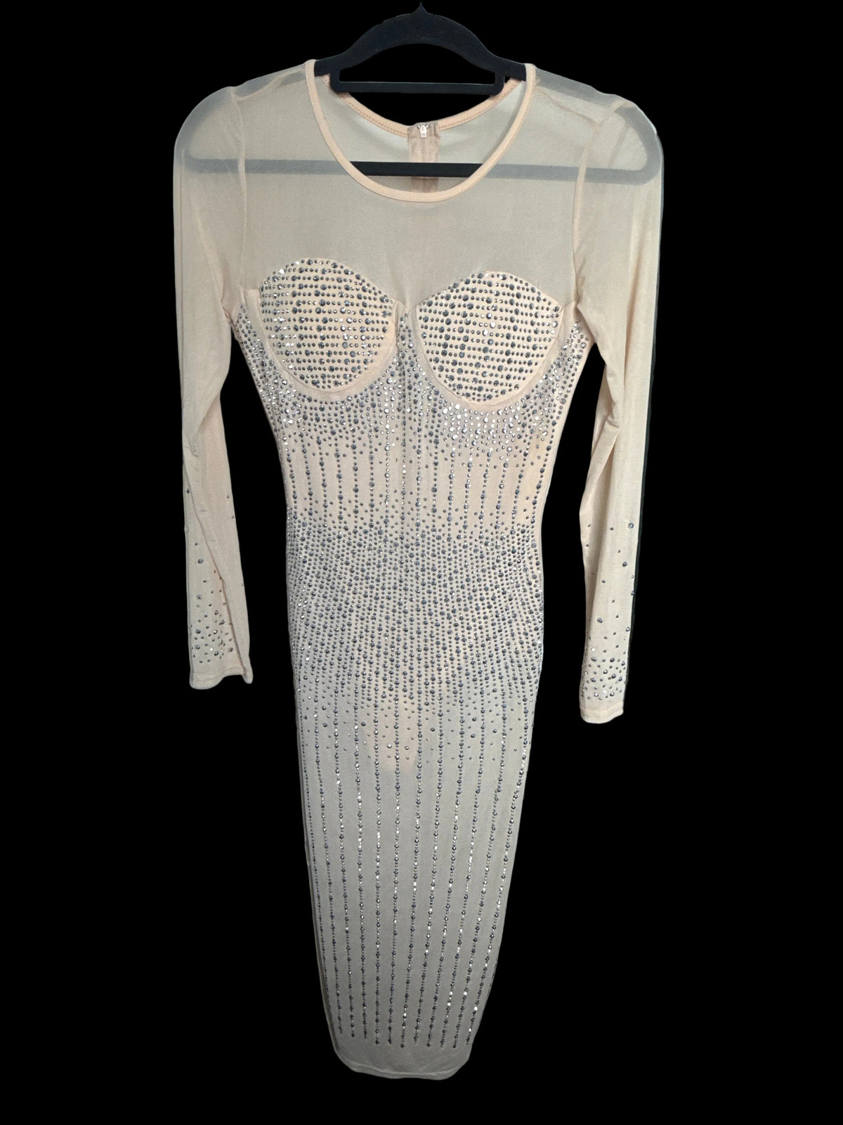 See through rhinestone dress