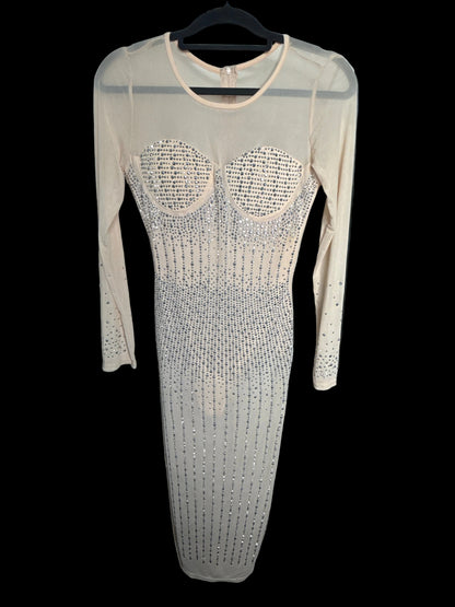 See through rhinestone dress