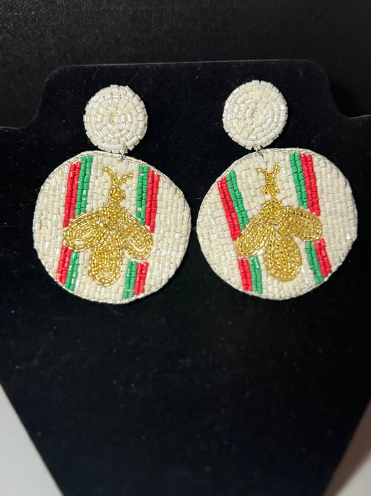 Beaded bee earrings