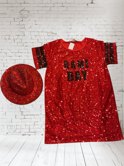 Sequin “GAME DAY”  shirt dress NEW