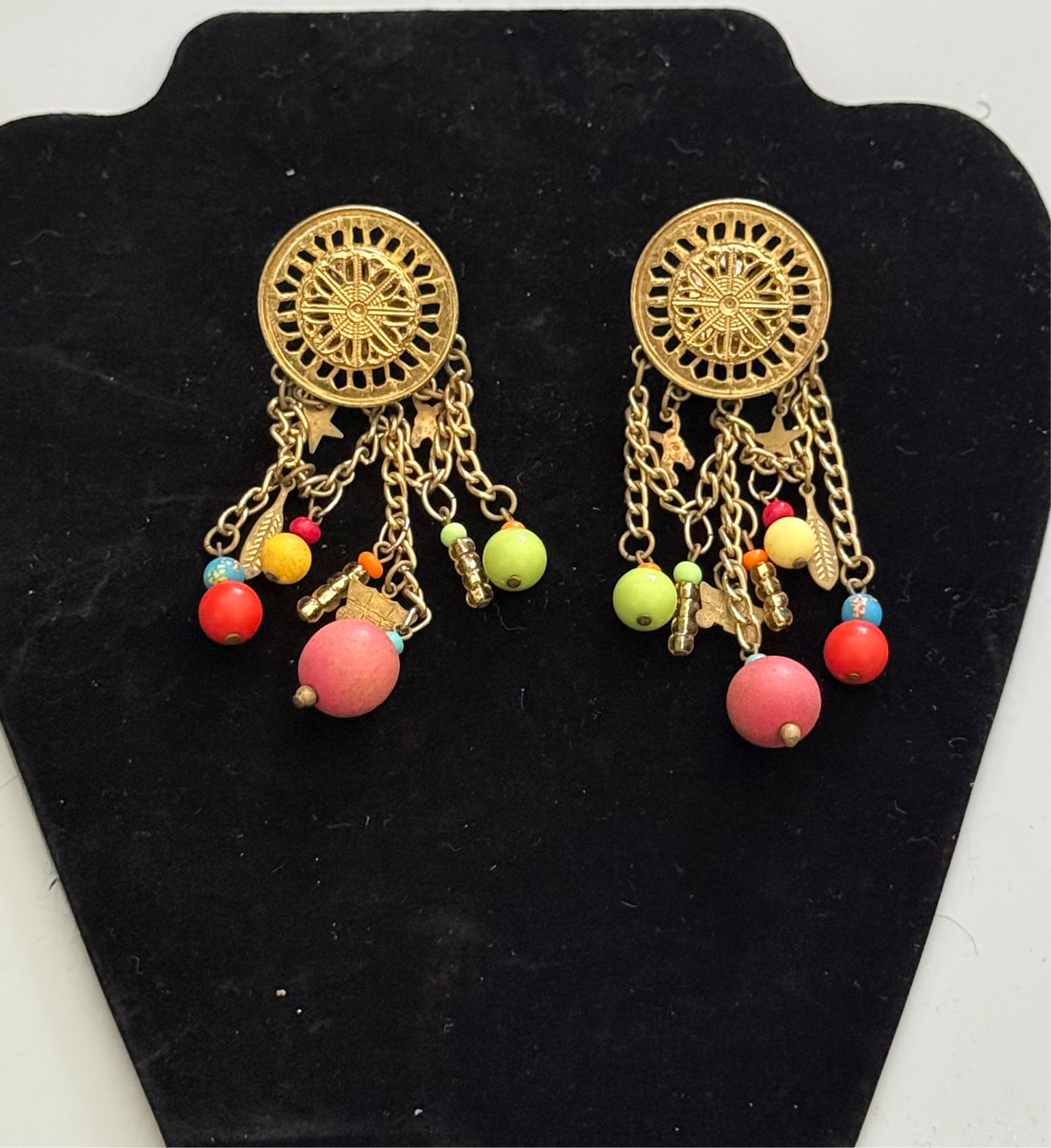 Vintage clip on gold earrings