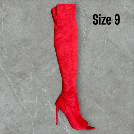 Red Fashion Peep toe Boot