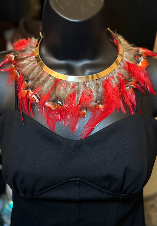 Red feather necklace