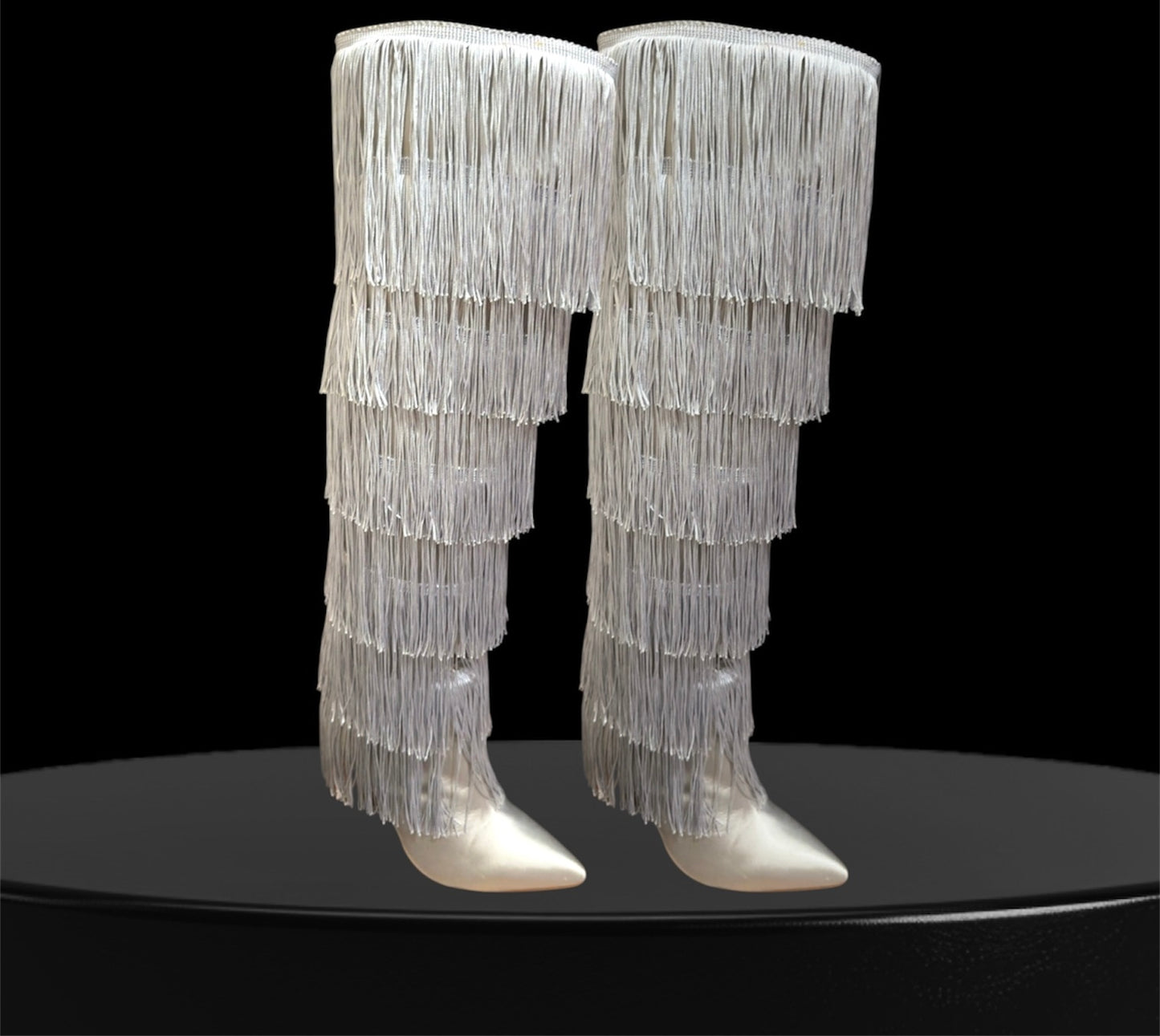 Silver fringe boots NEW