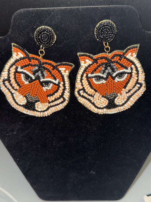 Tiger beaded earrings