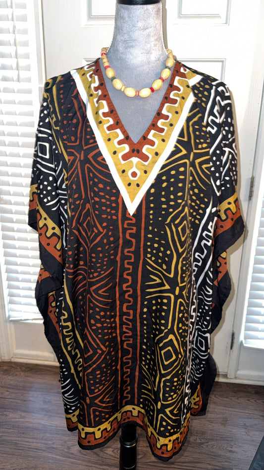 Oversized multi color shirt with brooch