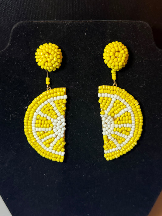 Lemon beaded earrings