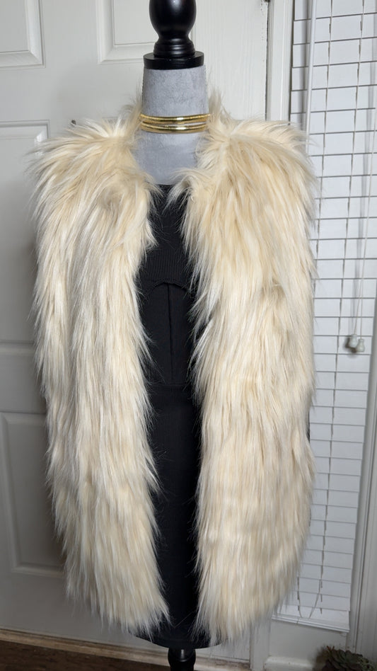 Cream faux fur vest