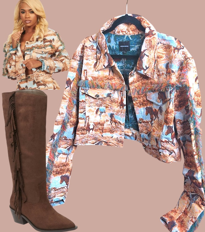 Fringe Brown tall boots