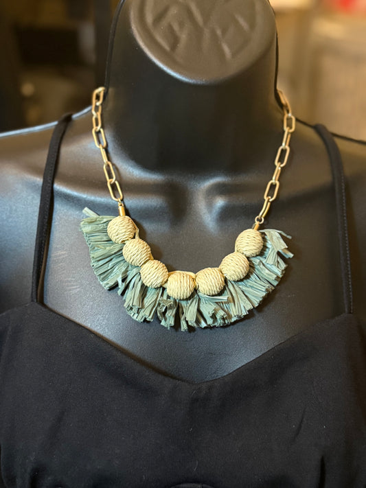 Straw Tassel necklace