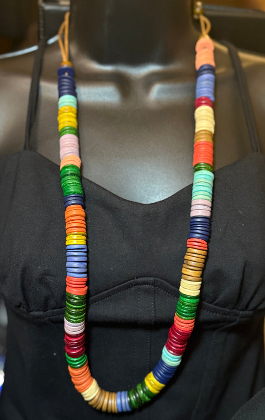 Multi color wood necklace