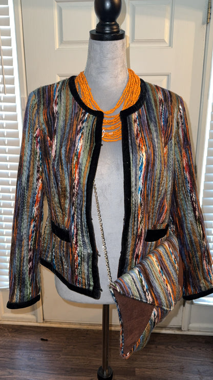 Multi color knit style blazer