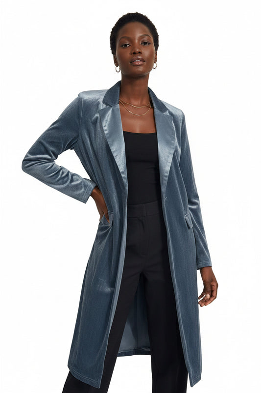 Suede like maxi jacket