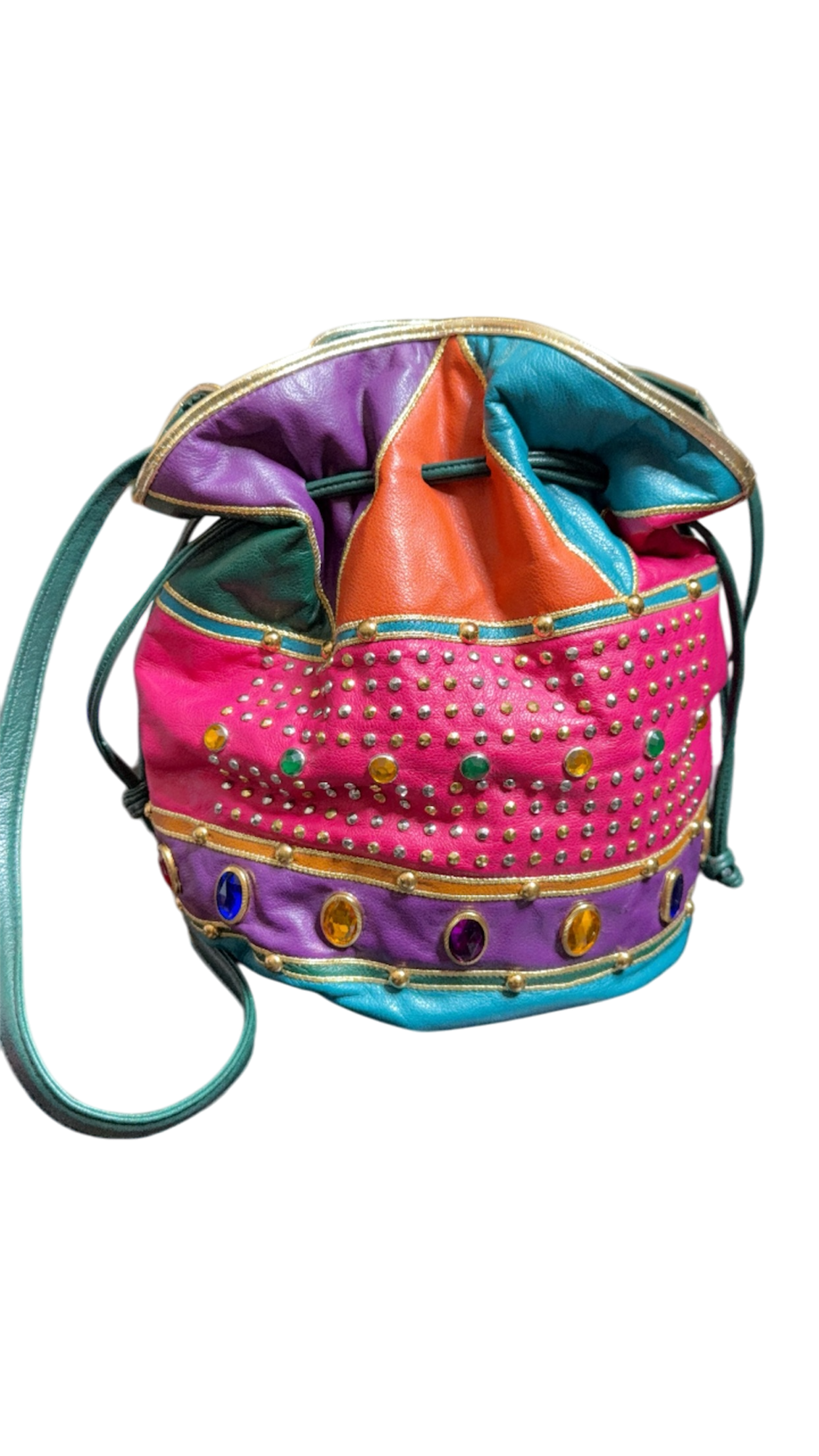 Multi Color Vintage Genuine Leather Bucket Purse (price adjusted at checkout)