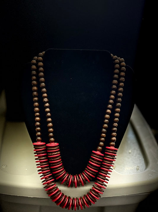 Wood double necklace