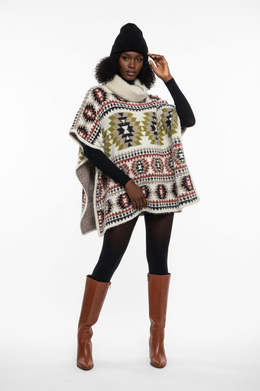 Tribal print poncho